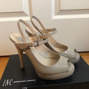 INC Peep Toe Nude Heels